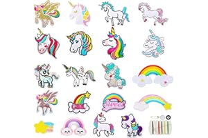 SUNSHINE SMILE 20 Stück Flicken zum Aufbügeln,Bügelflicken Kinder,Aufbügelflicken Einhorn,Patches zum Aufbügeln,Flicken Patches,Aufnäher Applikation für Mädchen Kinder Knie DIY T-Shirt Jeans Kleidung Taschen