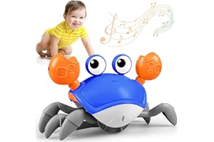 GOLMUD Crawling Crab Toy for Baby, Sensory Toy With Music and Light Interactive Montessori Toys with Automatically Avoid Obstacles Function Toys Birthday Gifts for Boys and Girls 3 4 5 6+ Year Old