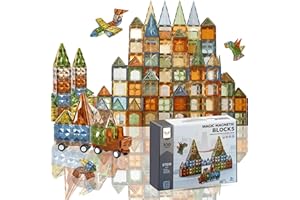 ELEGANCY QUALITY TO TRUST Elegancy Magnetic Tiles, 100 Pcs Innovative 4D Diamond Magnetic Building Blocks Set, Magnet Construction Toys for Kids, STEM Learning & Imaginative Play Birthday