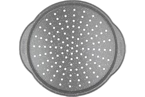 Salter Plat à Pizza 37cm Marblestone, Moule Pizza Antiadhésif Style Pizza Party, Plat Four Rond Perforé Sans PFOA, Base Spéciale Cuisson Homogène 220°C, Poignées Pratiques
