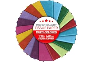 Multi Coloured Tissue Paper 30 Sheets, YUNJU Gift Wrap, MF and Acid Free, Large 20 X 30" Size, Wrapping Decorative Sketch and Cutting Paper for Art Craft & Packing