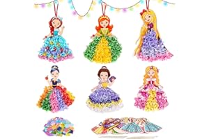 DATIFF 12 Stück Prinzessin Bastelset für Kinder Prinzessin Handmalerei Mädchen Poke Art DIY Toys Kreativsets zum Basteln mit Pailletten für Kinder Mädchen Weihnachten Geburtstagsgeschenk