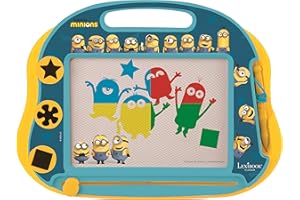 LEXIBOOK, Despicable Me Minions, Multicolour Magic Magnetic Drawing Board, Artistic Creative Toy for Girls and Boys, Stylus Pen and Stamps, Yellow/Blue, CRDES550