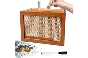 Lithyc Sparschwein - Spardose aus Holz - Sparbox 5000 Euron,Geeignet füR Erwachsene und Kinder mit Sparzielen und Tickbarem Digitalen Sparschwein