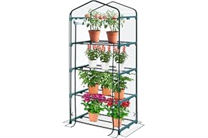 KANWOD RELY ON QUALITY KANWOD KGAGH-1550 Serre de Jardin avec 4 étagères, avec Porte Enroulable, Transparente, Stable et Facile à Monter, Serre d'hivernage pour Balcon, terrasse et Jardin, 158 x 68 x 50 cm