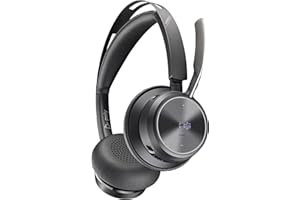 POLY Voyager Focus 2 USB-C Headset für Microsoft Teams, mit USB-C/A Adapter und Ladestation – Bluetooth, ANC, Acoustic Fence Technologie, bis zu 25 Stunden Sprechzeit, Schwarz
