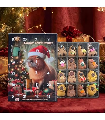 Capybara Calendrier De L'Avent 2025 – Décoration 24 Jours 2D, Idéal Pour La Maison, Le Salon, La Famille, Les Adultes, Les, Décoration Fantaisiste Pour Les Fêtes Et Les Réunions De Vacances