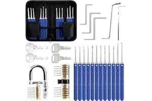 Eventronic Kit de Crochetage Serrure 17 Pièces, [Beginner Friendly] Lock Picking Kit Outils de D’entraînement avec 2 Serrure Transparente Cadenas, Manuel d'instruction pour Serruriers Débutant et Pro