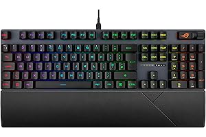 ASUS ROG Strix Scope II Full-Size Gaming Keyboard, Dampening Foam, Pre-lubed ROG NX Snow Switches, PBT Keycaps, multi-function controls, hotkeys for Xbox Game Bar and recording, RGB-Black, UK Layout