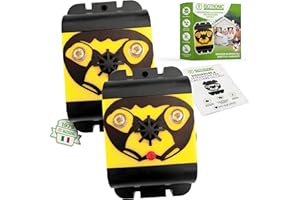 ISOTRONIC Set di 2 repellenti per uccelli alimentati a batteria, contro piccioni, gabbiani, corvi e altri uccelli, spaventapasseri con ultrasuoni e segnali luminosi, per giardini, piantagioni,