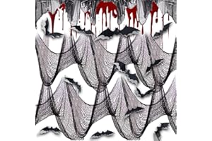 AN-WATTY Halloween Decorazioni, 2 Pezzi Panno Spaventoso Nero + 24 Pezzi Halloween Pipistrelli, Ragnatele Halloween, Decorazioni Halloween, Decorazioni di Copertura per Feste in Casa Stregata