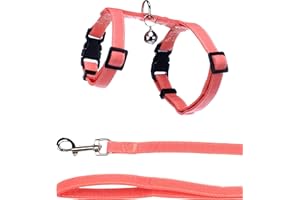 Flamingo Harnais avec Laisse pour Chat Lomi Rose Saumon - Taille A:15-22cm B:20-30cm C:120cm x 10 x 2mm - Confortable, Réglable et Élégant, Idéal pour British Shorthair, Scottish Fold & Norvégien
