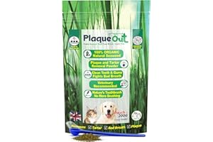PLAQUE OUT 200g Pouch - Plaque Off Remover - 100% Natural and Organic Seaweed Powder for Dogs & Cats - Dog Teeth Cleaning, Plaque Removal, Pet Dental Care, Bad Breath, Gum Care and Tartar Control