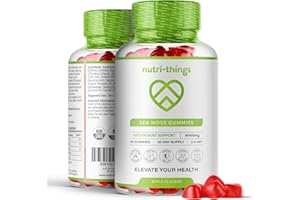 NUTRI-THINGS Sea Moss Gummies - Premium 5000mg Complex, Antioxidant & Immune Support with Vitamin C & D, Natural Apple Flavor, Strict Quality Standards, Convenient 30-Day Supply