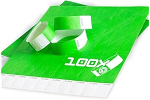 Docksnet Braccialetti Carta Eventi Resistenti e Personalizzabili - Bracciali Monouso Identificativi Colorati (100 Pezzi, Verde)