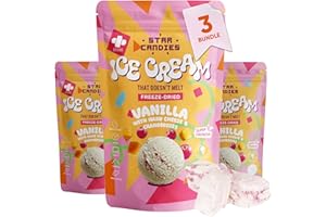 Star Candies Gefriergetrocknetes Hartkäse-Eis mit Preiselbeeren | Gefriergetrocknete Süßigkeiten | Freeze Dried Candy | Weltraum- und Astronauten-Snack | Geburtstags- oder Party (3er Pack)