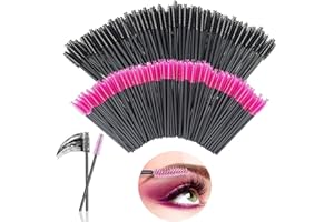 LAUCENTRAL [200Pcs] Brosses à Cils Jetables, SlickMart Brosse Extension Cils, Plastique Applicateur Mascara Pinceau Brosse Pour Cil Sourcils Yeux Maquillage(Rose/Noir)