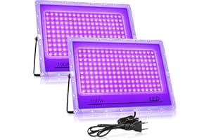 BOSYTRO Lampada UV, 2 Pezzi Luce Nera LED 150W, IP65 Impermeabile, Luce UV 395nm per Feste Glow, Decorazioni Halloween, Discoteca, Illuminazione Palco, Accessori per Feste