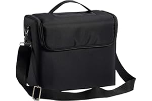 Joligrace Travel Makeup Handbag Cosmetic Case Beauty Box Vanity Nail Art Hairdressing Organiser Bag with Shoulder Strap, Medium Black