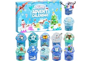 MJUTHY Schleim Adventskalender 2025 Kinder für Mädchen Jungen | 24 Tage Countdown-Kalender Fluffy Butter Cloud Kristall Slime Spielzeugkalender Weihnachtskalender Weihnachten Überraschungen Geschenk