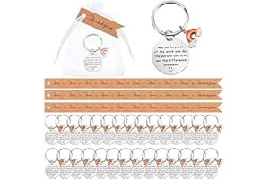 Otuuz 90 Pcs Employee Appreciation Gifts Thank You Gifts Rainbow Inspirational Keychain White Organza Bags Thank You Cards Friendship Thank You Keyring Coworker Leaving Gifts Bulk for Colleague