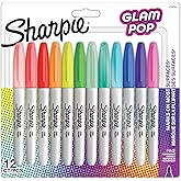Sharpie Glam Pop kalıcı mark&ouml;rler, kalın ayrıntılar i&ccedil;in ince nokta, &ccedil;eşitli canlı renkler | 12 ke&ccedil;eli kalem