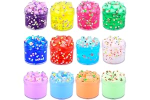 JAMDESDW 12 Pack Crunchy Slime Kit, Super Soft and Non-Sticky, Crystal Clear Crunchy Slime, Jelly Cube Themed Slime Party Favor, Stress Relief Toy for Girls Boys