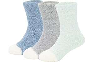 PONCEAU Kuschel Socken für Kinder Thermo Flauschige Socken Socken für Mädchen Winter Jungen Kleinkind Warme Weich Kuschelsocken