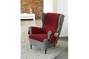 ‎K. & N. SCHURWOLLE Schurwoll-Sesselschoner mit Armlehnenschoner, Bordeaux, Flor aus 100% Schurwolle, Mittelteil ca. 160 x 50 cm, Armlehnenschoner ca. 60 x 40 cm