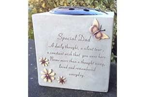 DAVID FISCHHOFF Special Dad - Grave Vase (Rose Bowl) with Butterfly and Flowers - Memorial Garden Graveside