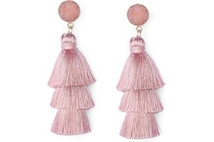 Me&Hz Colorful Layered Fashion Tassel Earrings Bohemian Big Dangle Drop Earrings for Women Girls Hypoallergenic Stud Birthday/Party/Valentine Day Gift