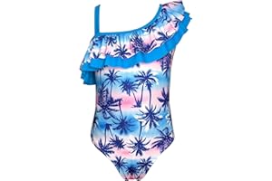 SHEKINI Mujer Traje de Baño de una Pieza Borde de Hoja de Loto Juguetón Bañadores Impresión de Estilo Brasileño Traje de Baño