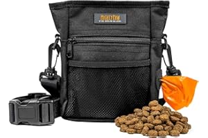 Mighty Paw Dog Treat Pouch 2.0 | Pet Training Hands-Free Snack Bag w/Strap. Holds 2 Cups Kibble, Poop Bags, Phone & Keys. Magnetic Clasp & Waist Belt Clip. Includes 1 Roll of Poop Bags - Bag Clip