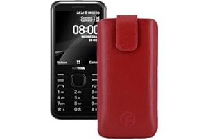 Favory Tasche Etui kompatibel mit Nokia 8000 4G (2020) Hülle aus echtes Leder Schutzhülle (Lasche mit Rückzugfunktion) in rot