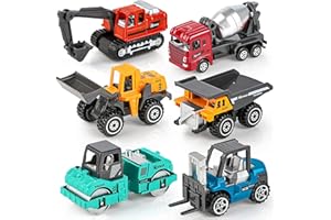 YIMORE Baustellenfahrzeuge Kinder Spielzeugautos Metall - Bagger Spielzeug Baustelle Tortendeko Geburtstag Junge Mädchen Bagger Kuchen Deko Tortenaufleger Geschenke