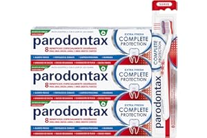 Parodontax Complete Protection Extra Fresh, Para el Sangrado de Encías, Pack de 3 Pastas de Dientes con 1 Cepillo de Dientes Suave