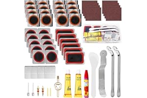Anello PIWOSGOL Kit Riparazione Gomme Bicicletta, 58 Pezzi Kit Riparazione Bici Camera d'Aria, Kit Foratura Bici, Kit di Toppe per Riparazione Pneumatici per Mountain Bike BMX