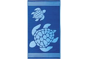 Delindo Lifestyle® Toalla de Playa Tropical Tortuga Azul, 100% algodón, Hecho de algodón Egipcio, 100x180 cm Grandes