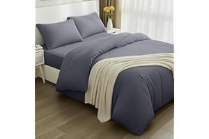 Utopia Bedding - Funda nordica Cama 150, Sabana Bajera 150x200 y Fundas Almohada (50x75cm) - Funda edredon Cama 150 - Juego de Cama de Microfibra cepillada Suave (Gris)
