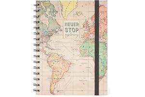 Legami - Cahier à rayures spirales, format A5, large, 15,5 x 21 cm, papier blanc, 200 pages détachables, élastique de fermeture, poche finale