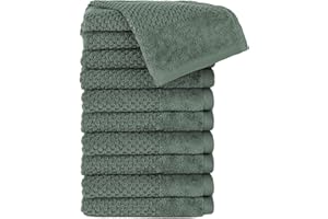 ‎PURE LABEL Pure Label Gasthandtuch - 10er-Pack 30x50cm aus 100% Baumwolle - saugstark, schnelltrockend & weich - Gästehandtuch mit Anhängeschlaufe - Oeko-TEX Zertifiziert - Dunkelgrün