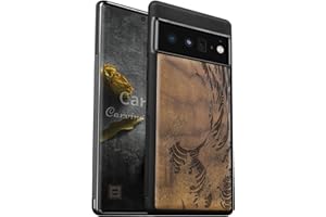 Carveit Funda de Compatible con Google Pixel 6 Pro Carcasa [Madera y Silicona Híbrido Funda] Absorción de Impacto para Pixel 6 Pro Única estético Carcasa (Nogal-La Gran Ola de Kanagawa)