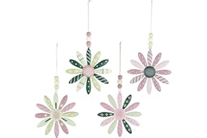 Valery Madelyn 4pcs Spring Decorations, Metal Hanging Tree Decorations,Flower Pendants for Wedding, Garden Decorations Gift, Home Decor, 5 Inch