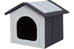 BJIRD Hundehaus Hundehütte für mittelgroße Hunde - Katzenhaus, Katzenhöhle - mit herausnehmbarem Dach - Tierhaus für Katzen und Hunde für Drinnen - Taubegrau mit Graphit - 60 x 55 x 60 cm [R4 / XL]