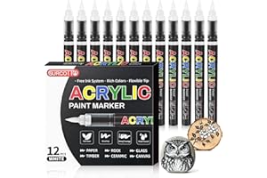 Surcotto 12 białych pisaków akrylowych, końcówka pędzla, markery akrylowe, zestaw markerów do drewna, płótna, kamieni, ceramiki, szkła, materiału, pisaków akrylowych na Wielkanoc i Boże Narodzenie