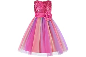 JerrisApparel Ragazze Principessa Senza Maniche Paillettes Vestito Nozze Festa