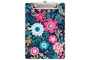 Hnogri Portablocco A4 plastica rigida, Fashion design clipboard a4, Tavolette per appunti e raccoglitori moduliDimensione lettera, fiori d'arte