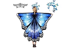 plainshe Schmetterlingsflügel, Feenflügel für Erwachsene, Schmetterlingskostüm lila, Halloween Kostüme für Frauen, 3PCS Schmetterlingsumhang Set