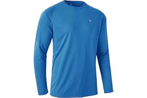Rdruko Mens Quick Dry Long Sleeve Tops Breathable Running Sport Gym T Shirts UV Sun Protection Hiking Fishing Shirt