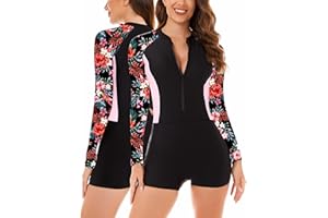 SEAUR Femme Maillot de Bain Une Pièce Rush Guard Femme UPF 50+ UV Dame Maillot 1 Pièce Surf Anti-Soleil Sexy Piscine Eté